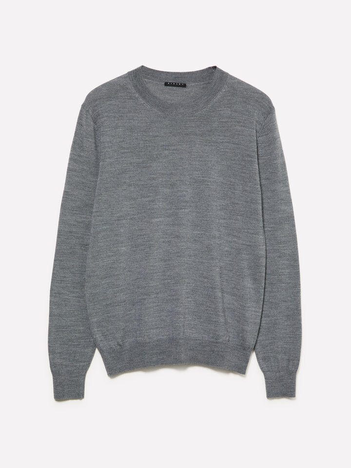 Maglia grigio melange scuro in misto lana - maglie girocollo da uomo - Grigio | Sisley image number 1